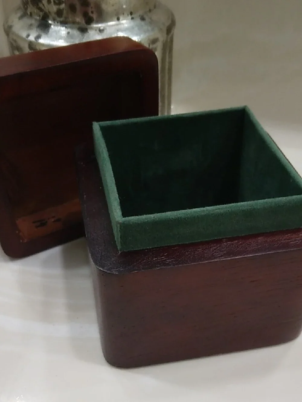 Eddie Bauer Dark Wood Square Jewelry Cufflinks Box